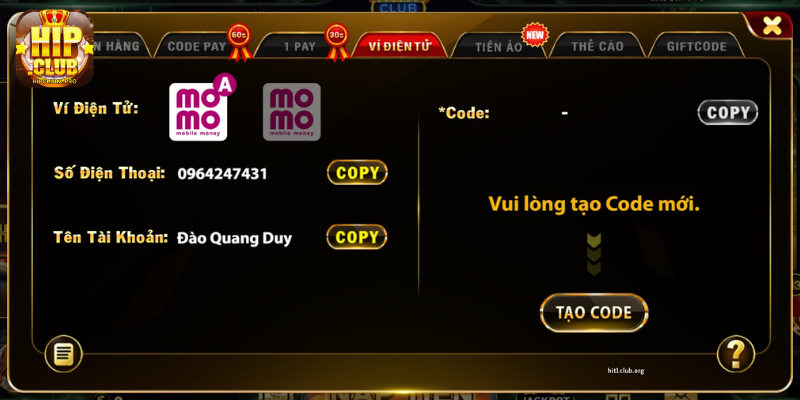 Hệ thống nạp tiền của HipClub đảm bảo sự an toàn tuyệt đối cho mọi giao dịch